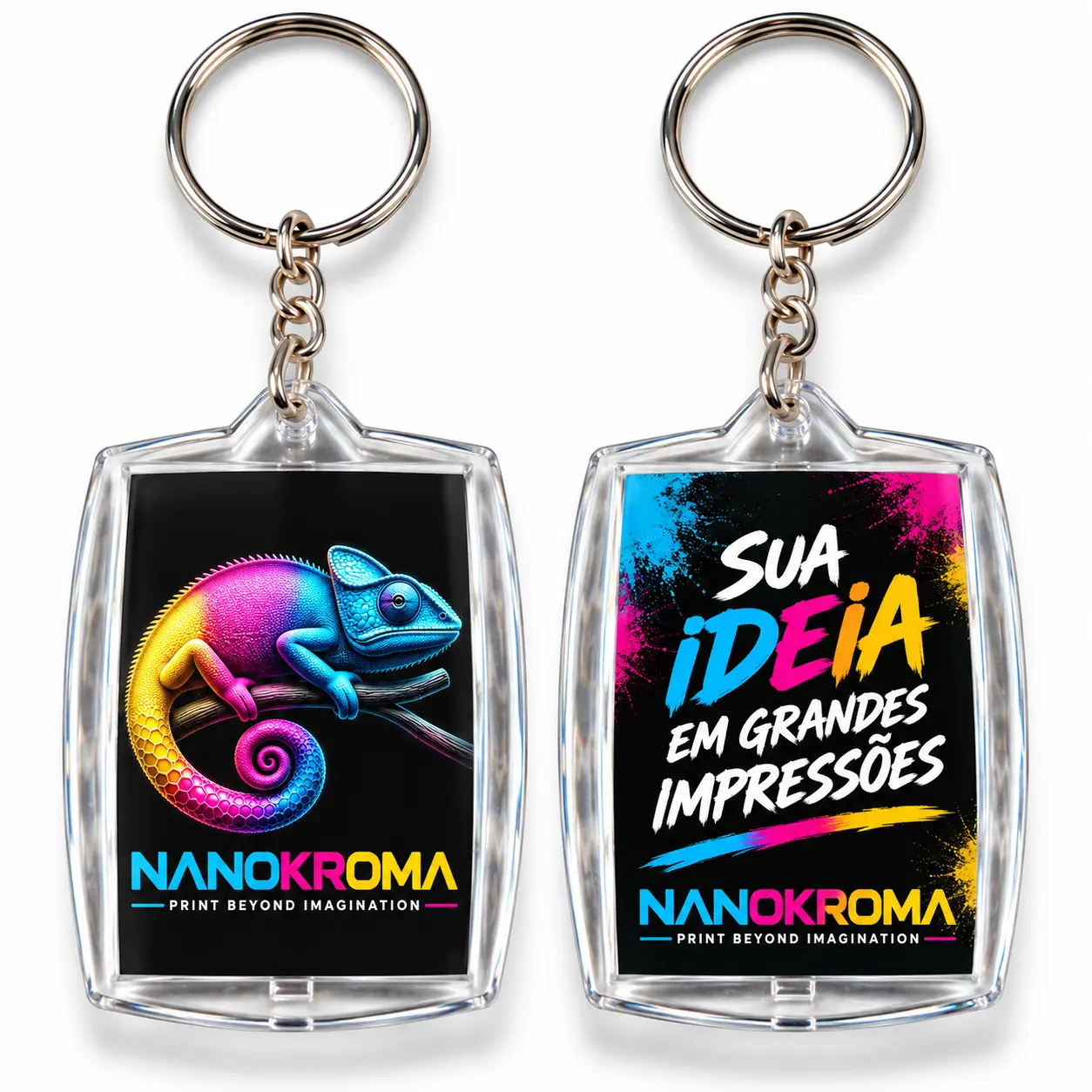 Chaveiro de Acrílico Personalizado 3x4 cm (Frente e Verso) — imagem 1
